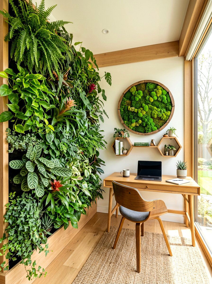 Biophilic Living Green Wall - 30 art wall office ideas