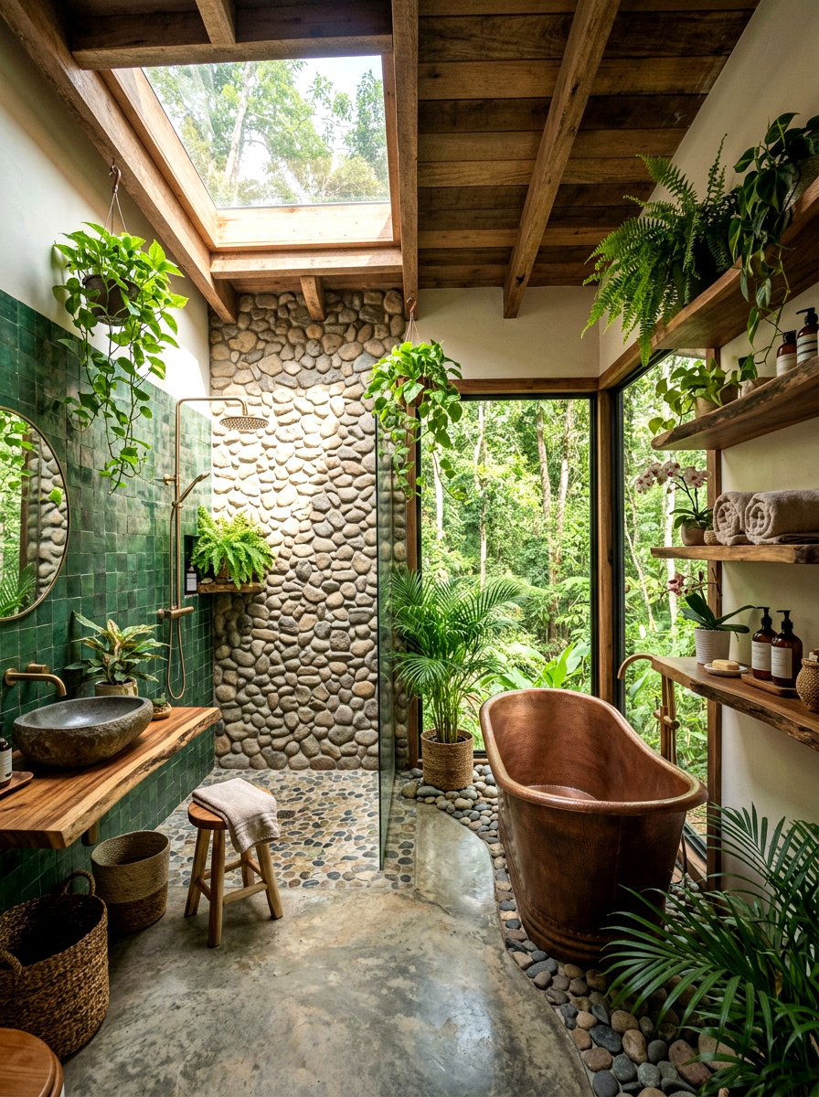 Biophilic Nature Bathroom - 30 spa hotel bathroom ideas
