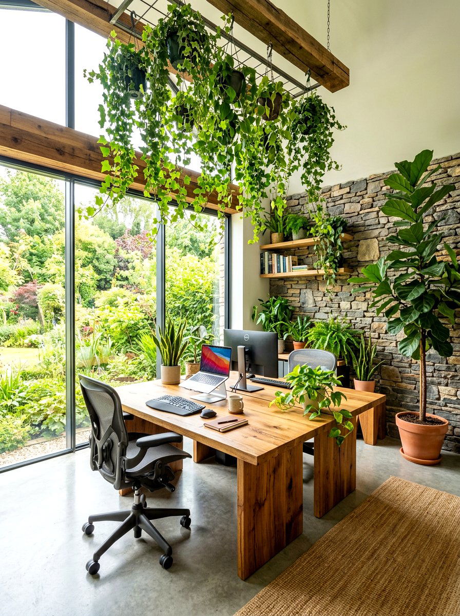 Biophilic Office - 30 work from home office ideas