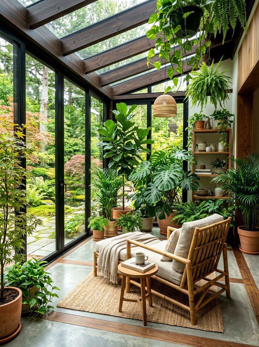 Biophilic Sunroom Design - 30 Japandi decor ideas