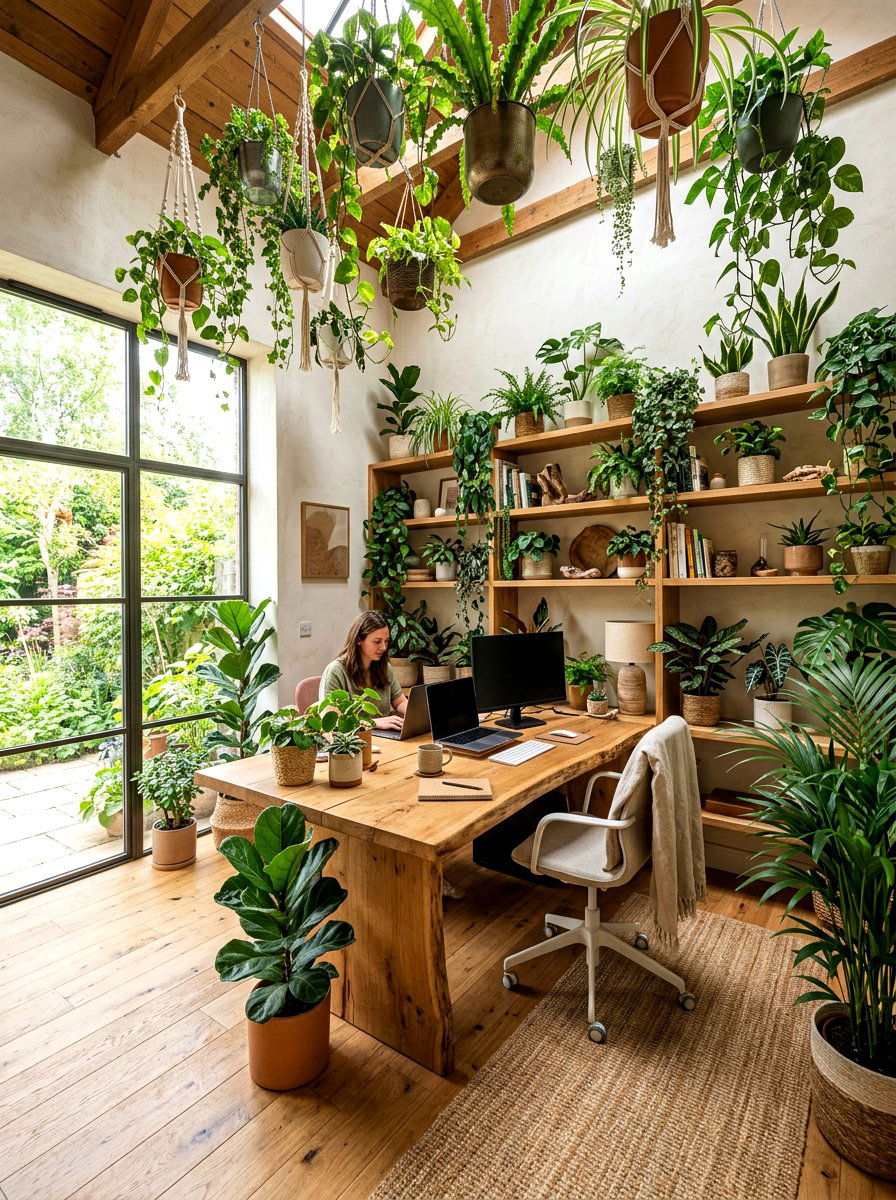 Biophilic Work Space - 30 quiet work room ideas