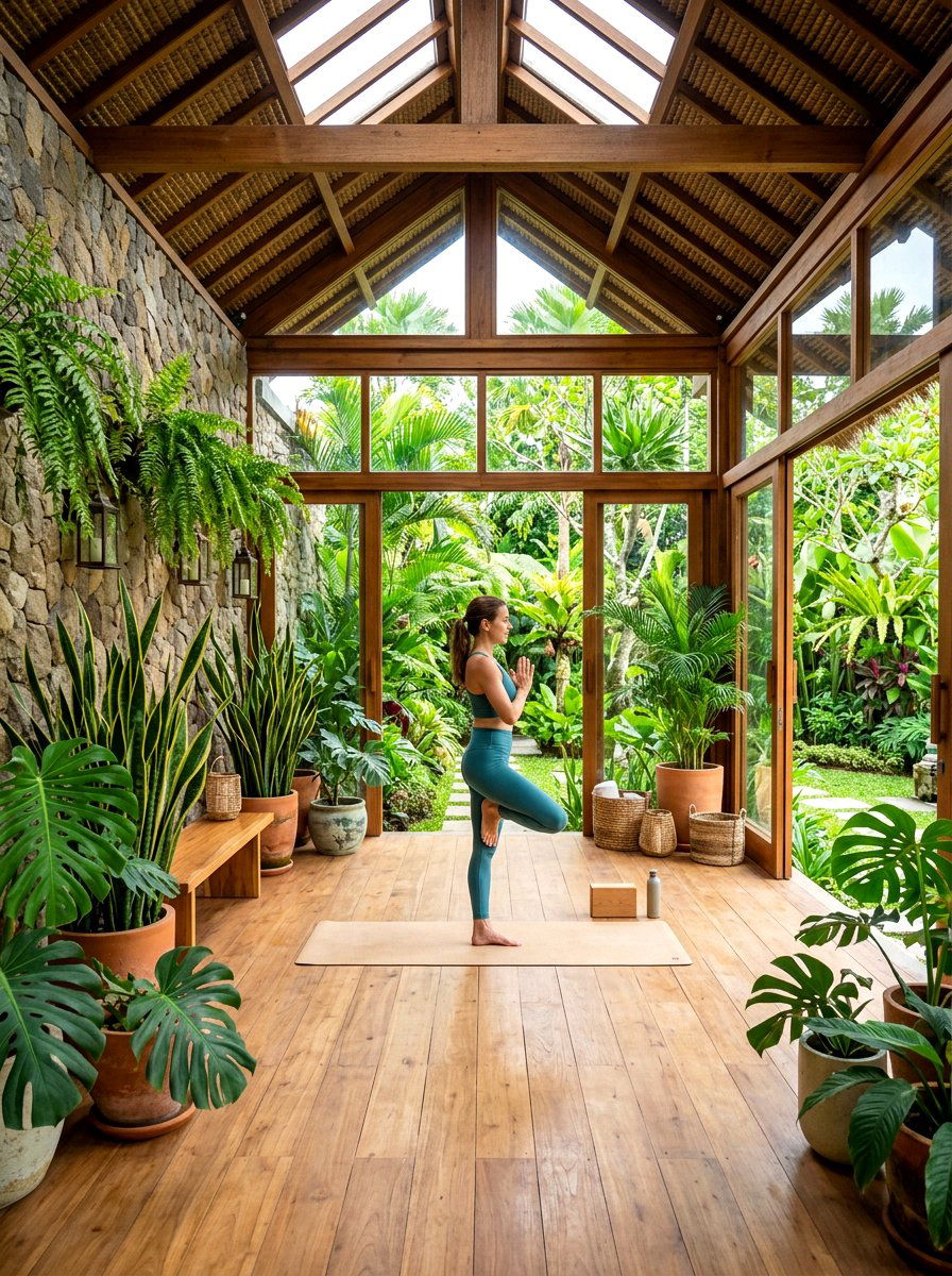 Biophilic Yoga Space - 30 yoga room ideas