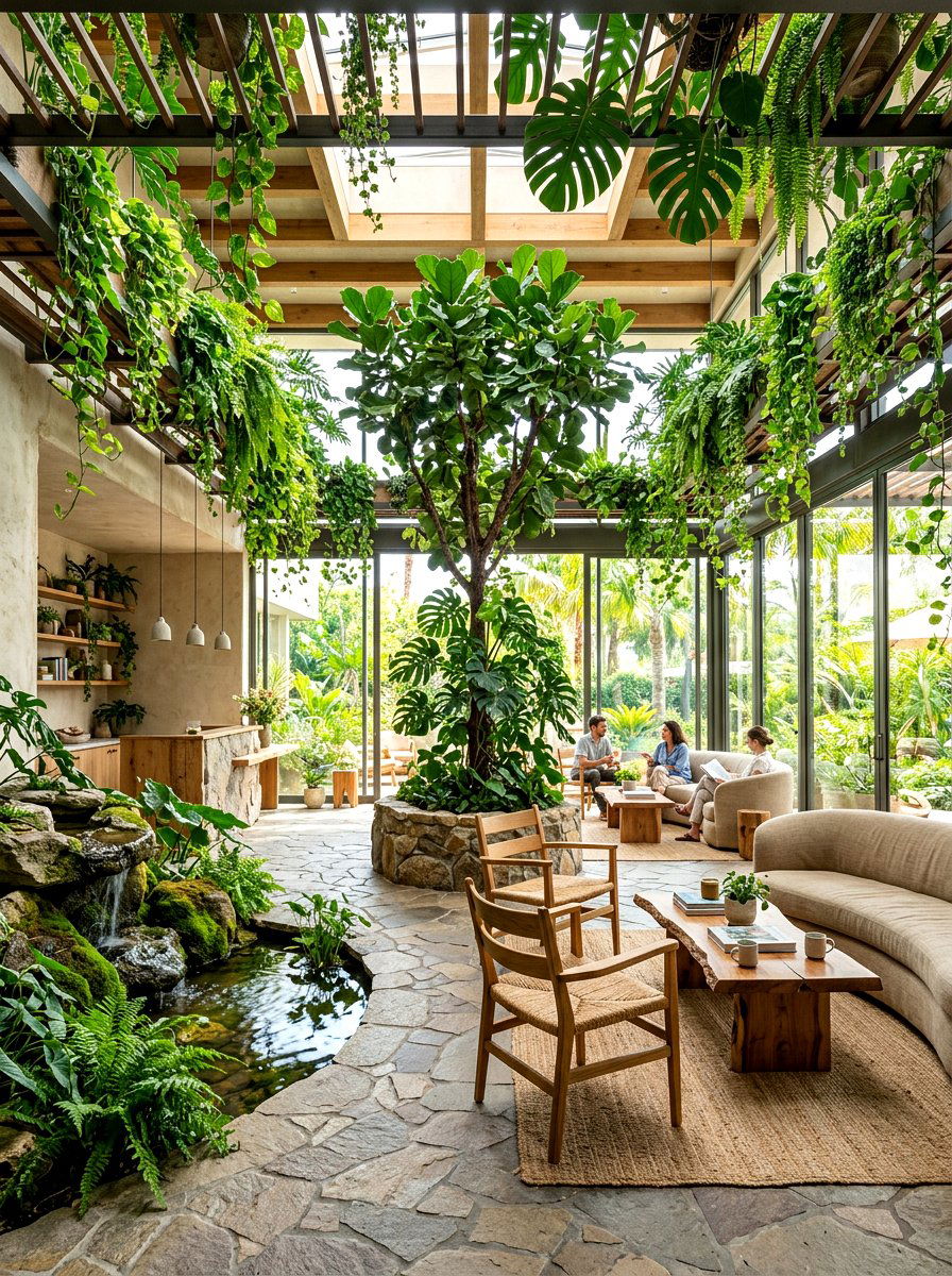 Biophilic hotel lobby - 30 hotel lobby living room ideas