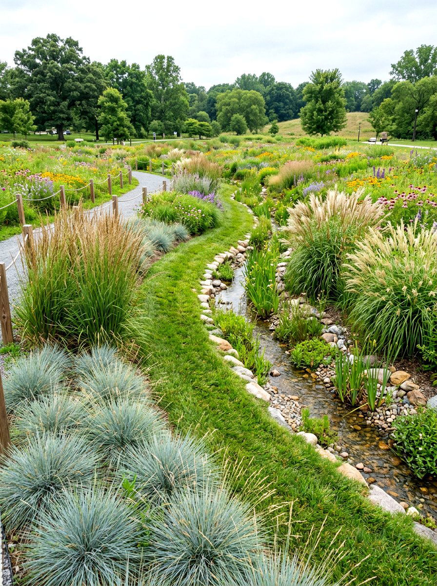 Bioswale Landscape Feature - 30 rainwater garden ideas
