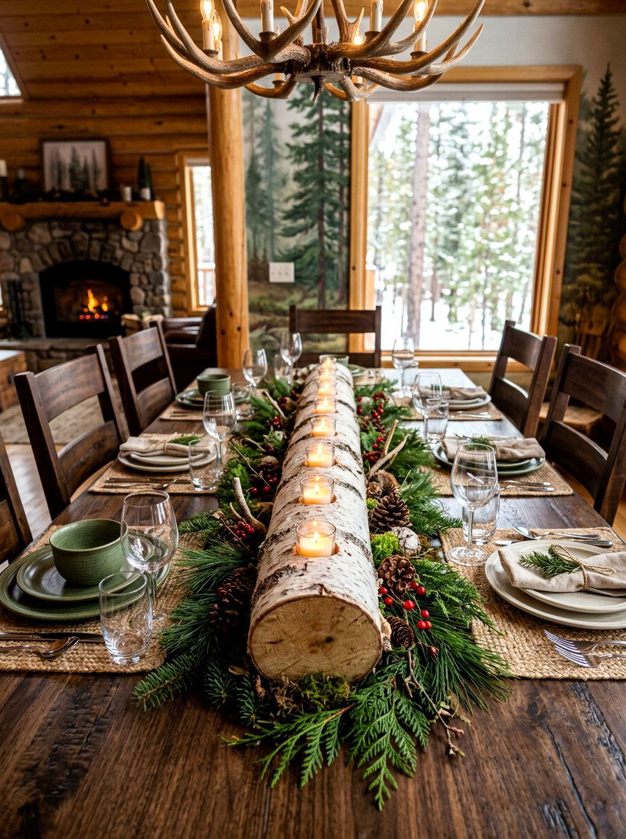 Birch Log Candle Holder - 30 rustic table centerpiece ideas