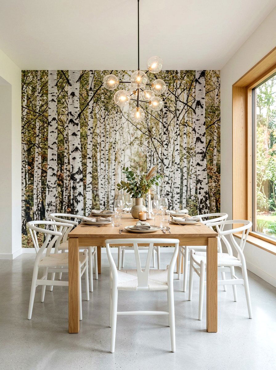 Birch Tree Wall Mural - 30 landscape mural wall ideas