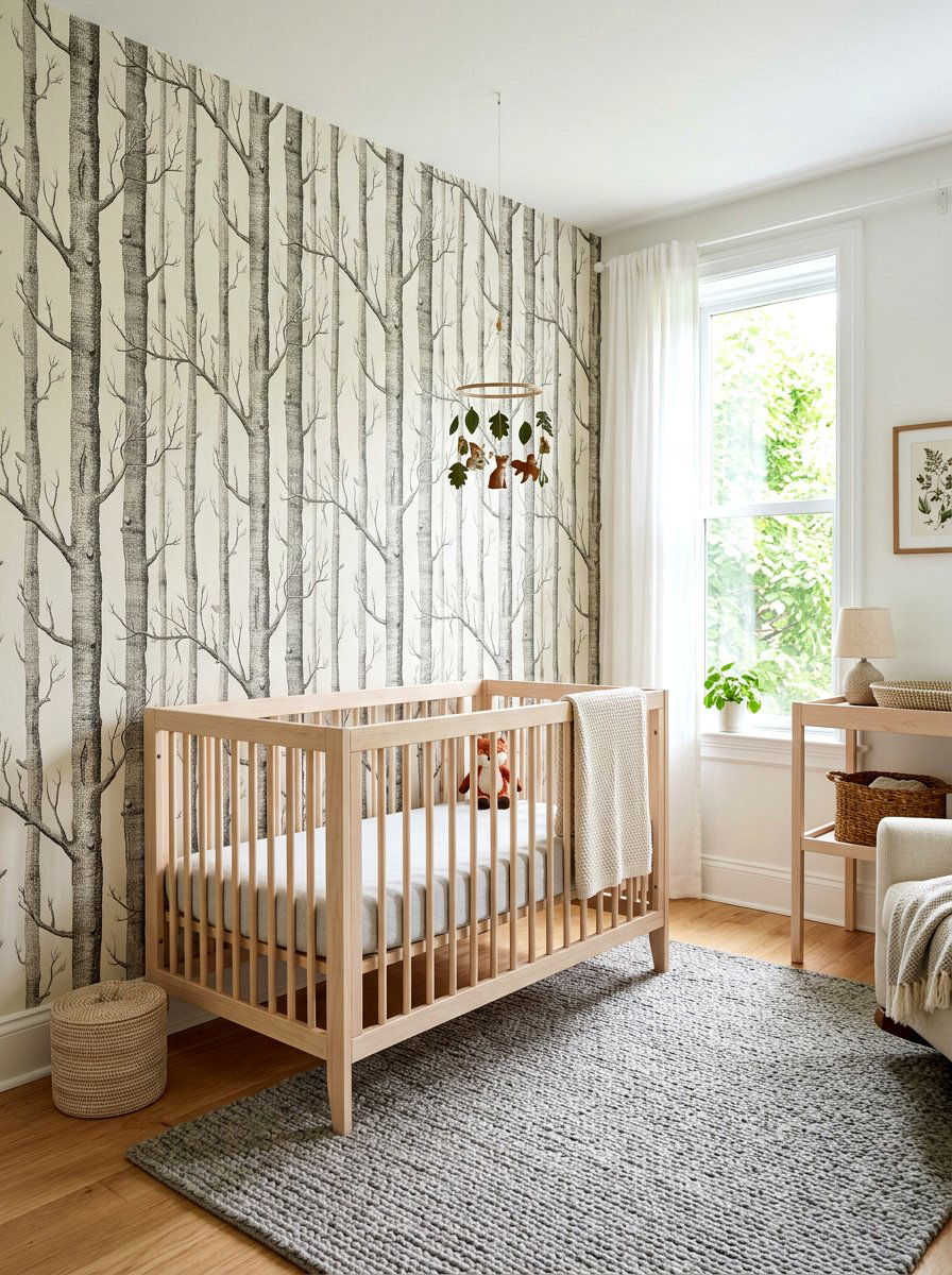 Birch Tree Wallpaper - 30 nursery accent wall ideas