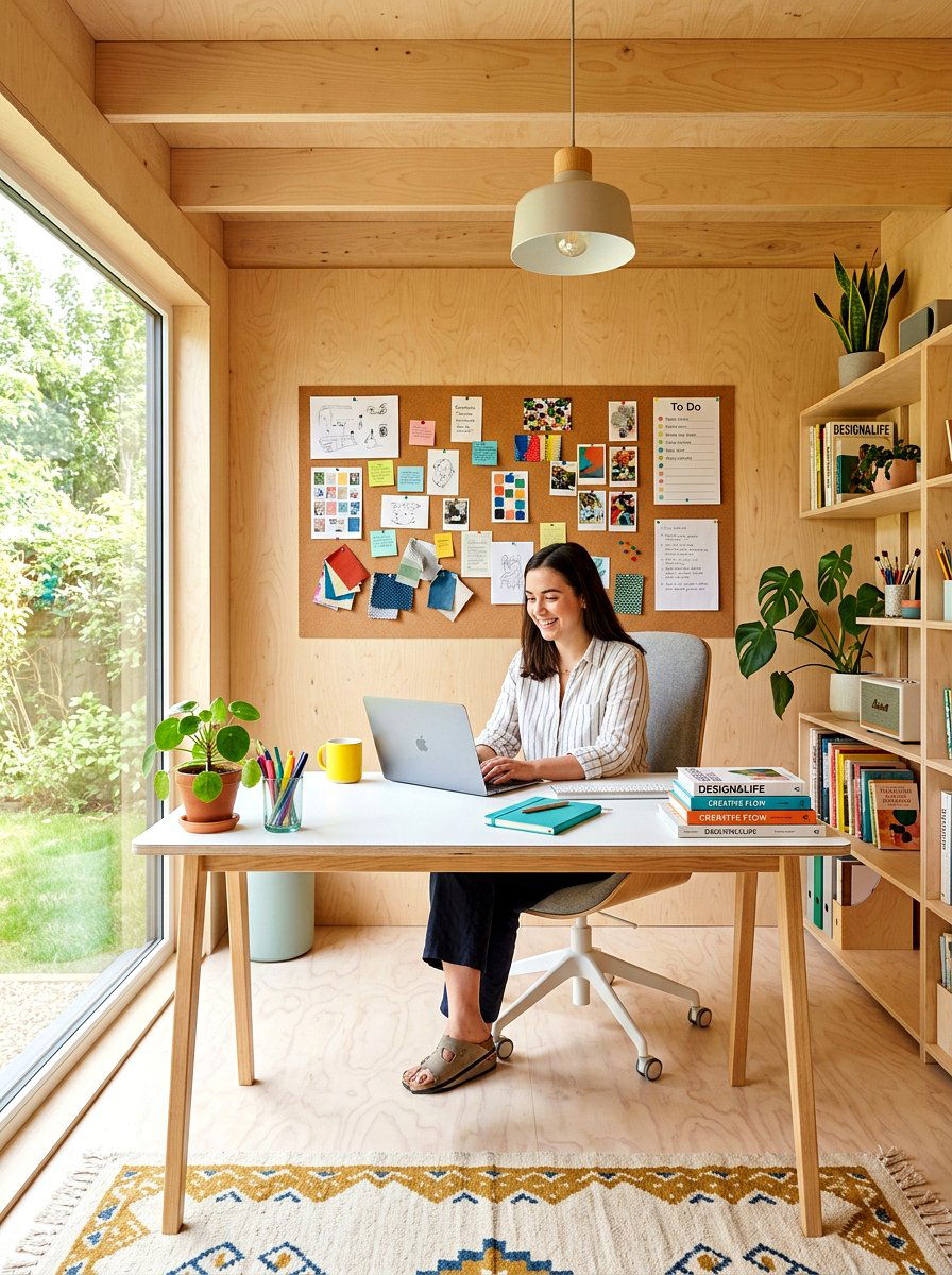 Birch Wood Office - 30 wood paneled office ideas