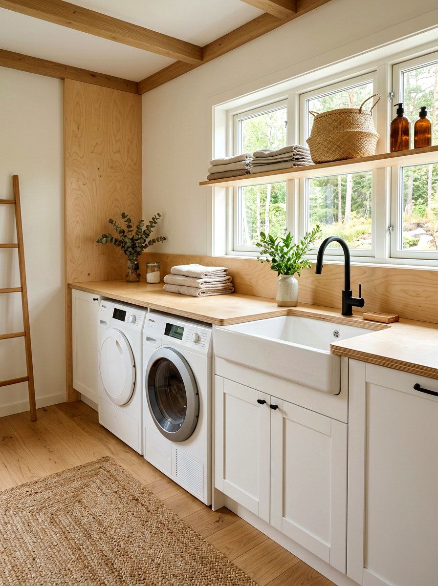 Birch plywood laundry counter - 30 countertop over washer dryer ideas