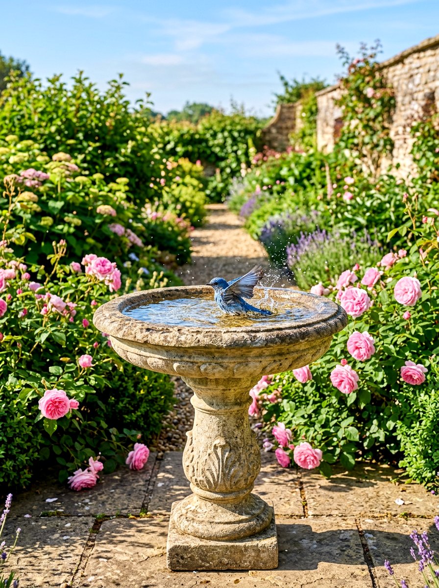 Bird Bath - 30 healing backyard garden ideas