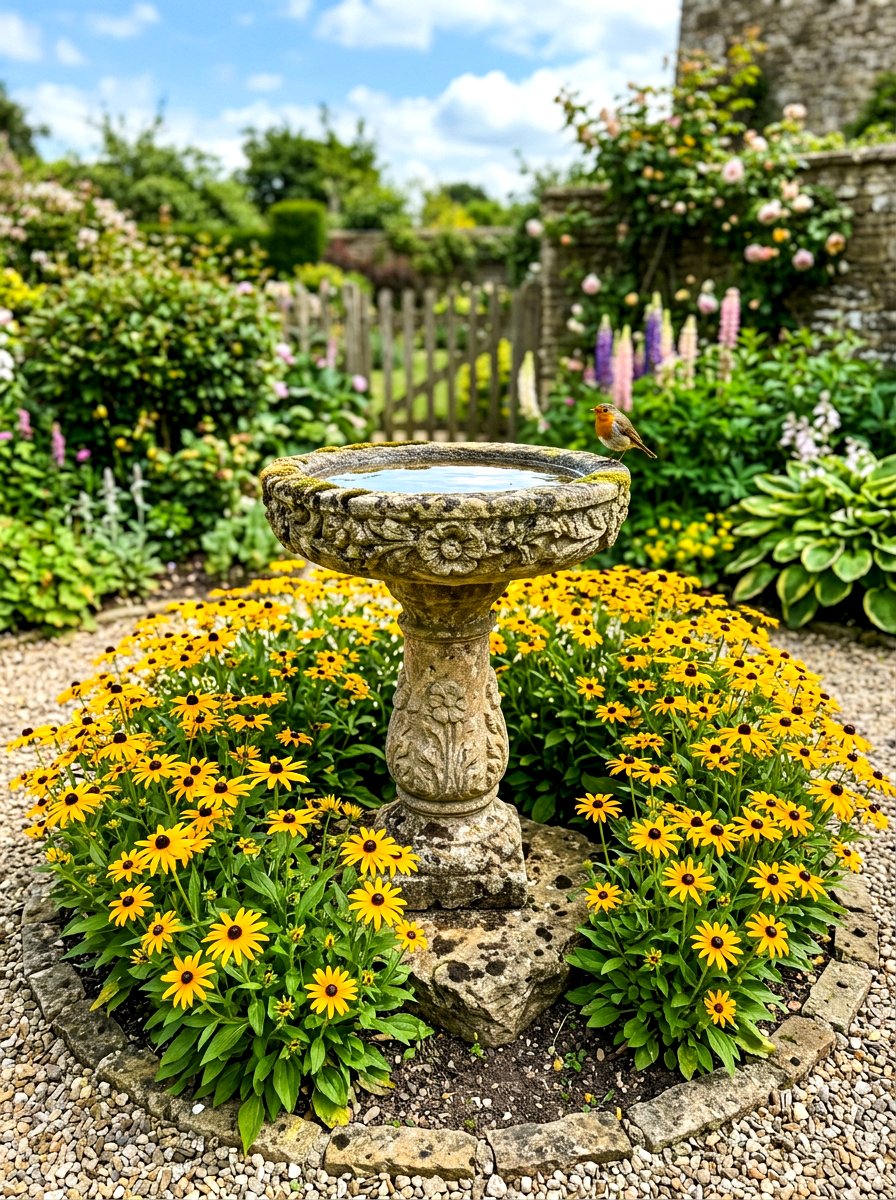 Bird Bath Focal Point - 30 cottage backyard ideas
