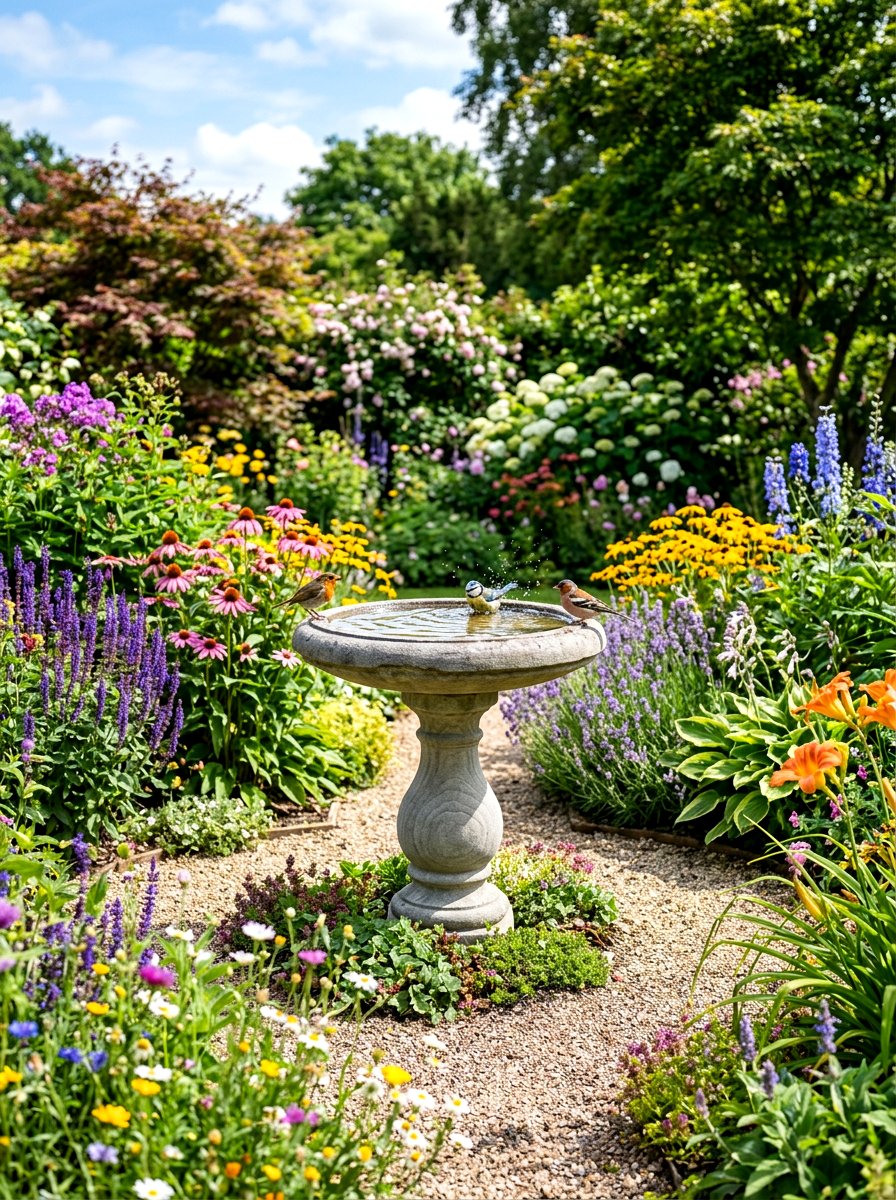 Bird Bath Focal Point - 30 modern cottage garden ideas