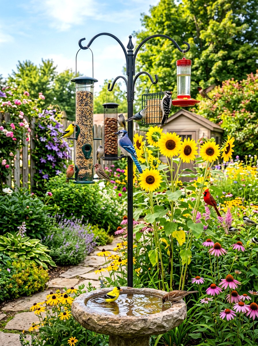 Bird Feeder Station - 30 budget garden ideas