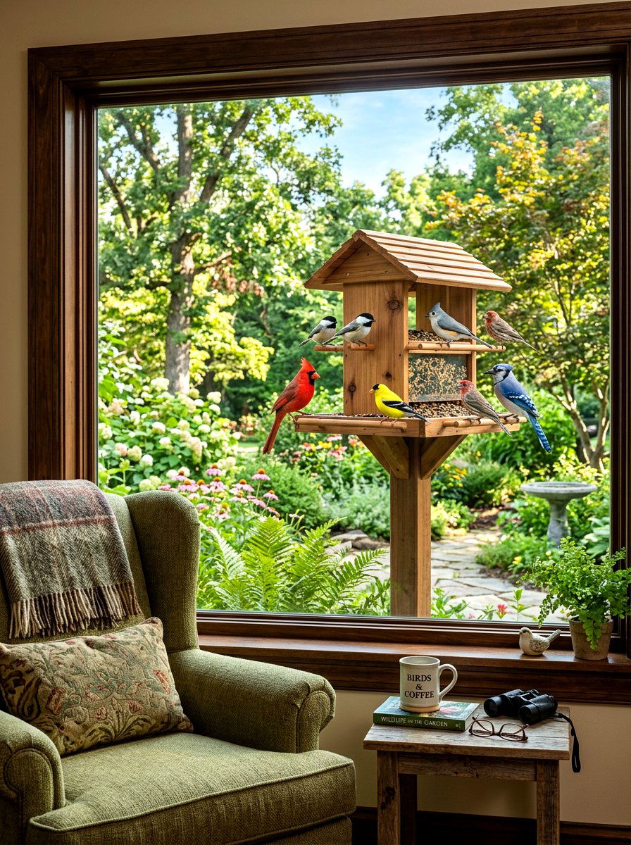 Bird Feeder View - 30 greenhouse corner ideas