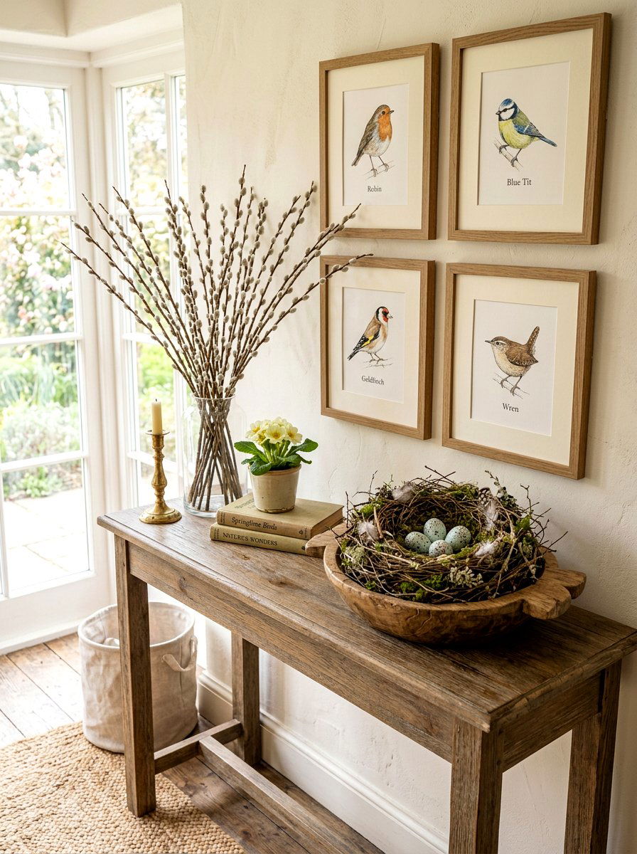 Bird Nest Table Styling - 30 spring entry table ideas