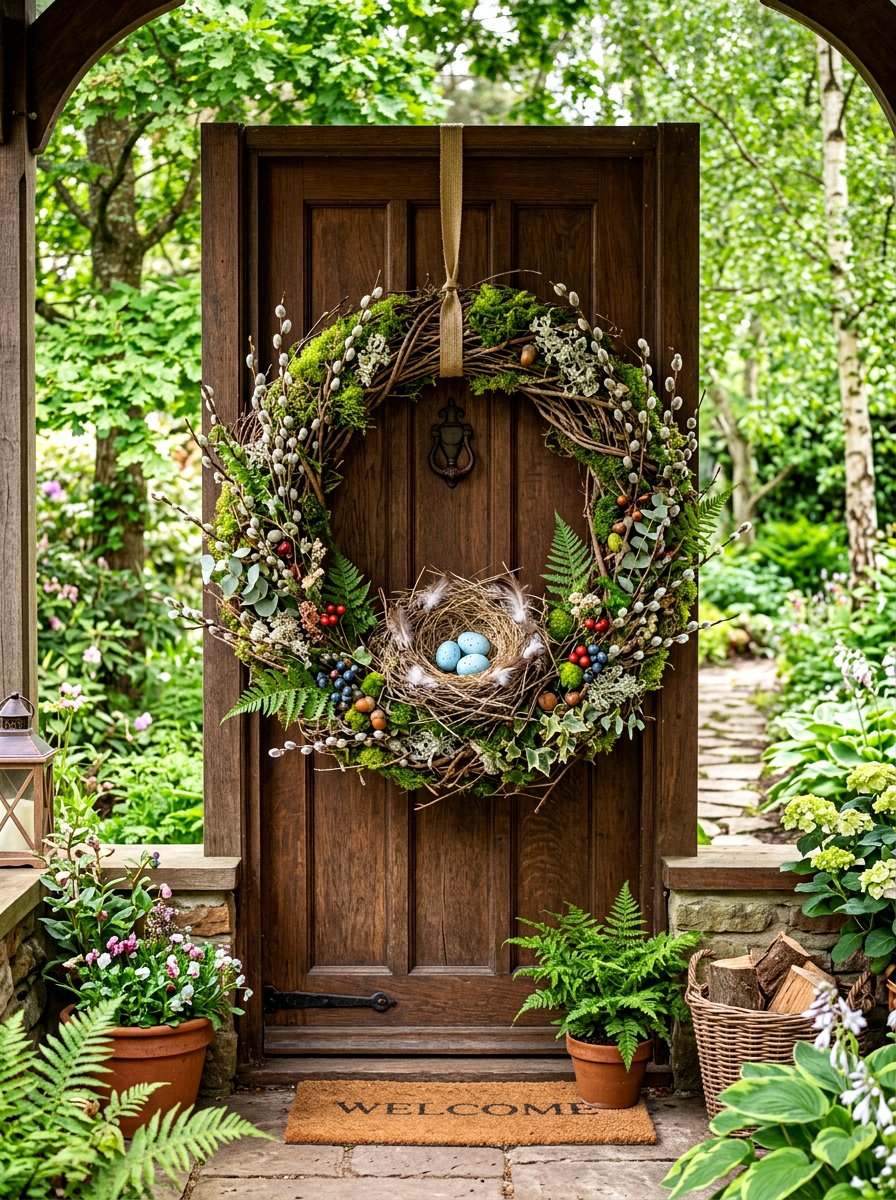 Bird Nest Wreath - 30 spring wreath ideas for front door