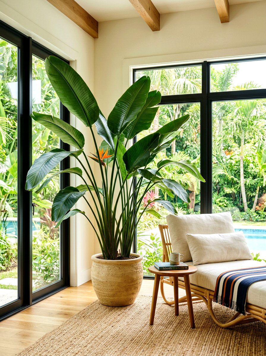 Bird Of Paradise Floor Plant - 30 sunroom plant corner ideas