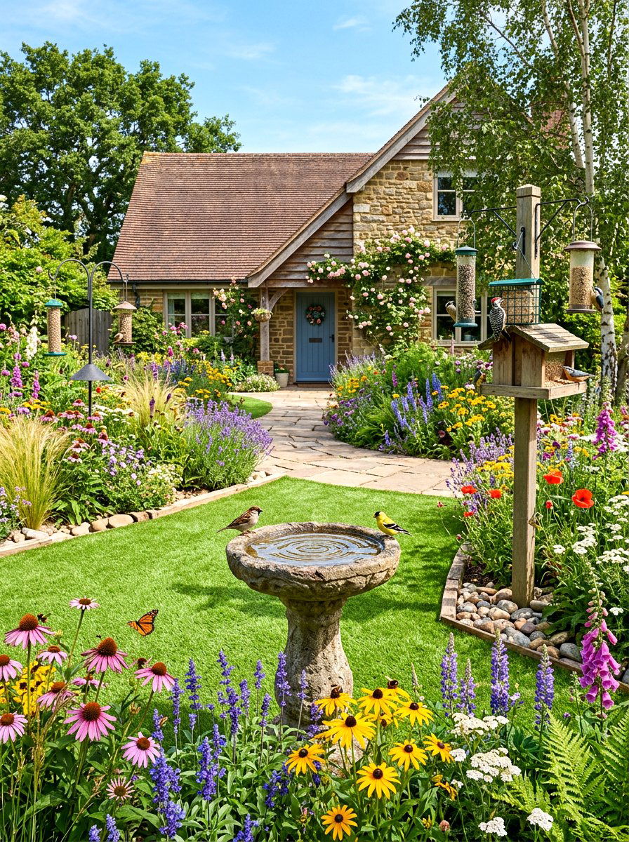 Bird Sanctuary Garden - 30 artificial grass front yard ideas