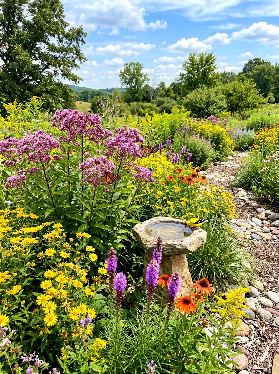 Bird and Butterfly Friendly Native Borders - 30 foundation flower bed ideas