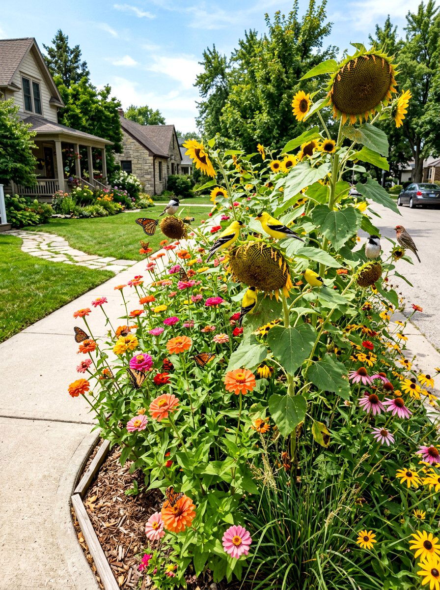 Bird and butterfly garden curb - 30 hellstrip garden ideas