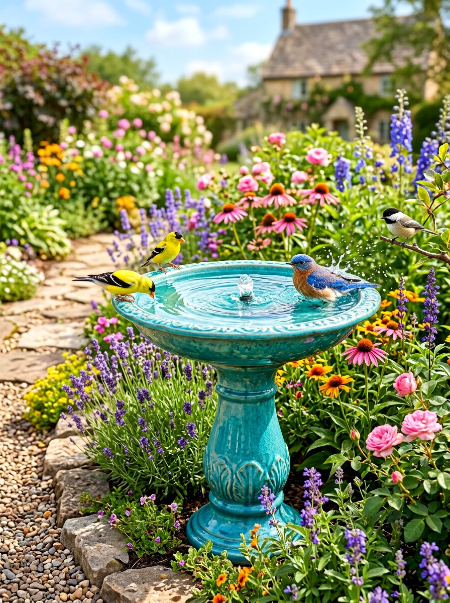 Bird bath fountain - 30 patio fountain ideas