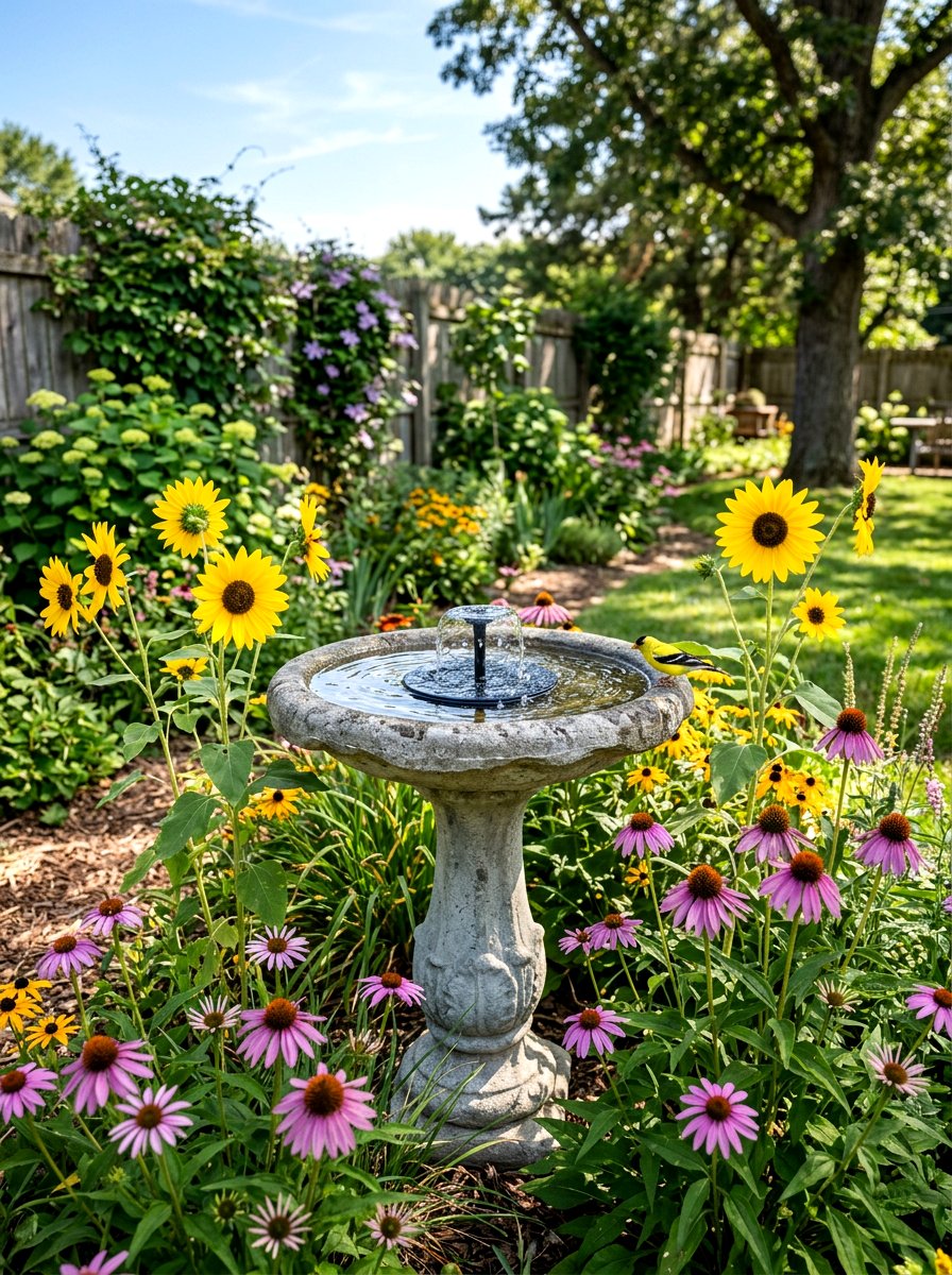 Bird bath station - 30 backyard corner ideas