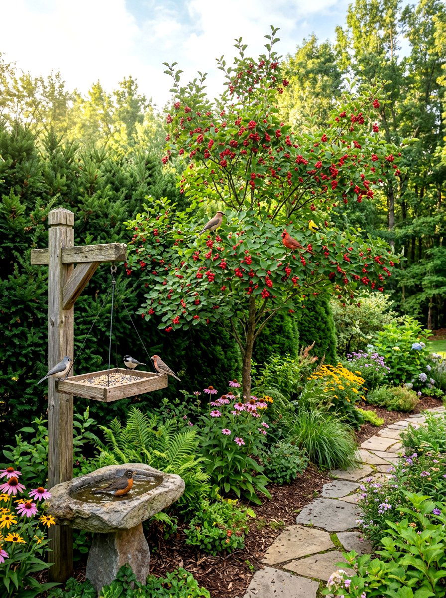 Bird habitat garden - 30 native plant front yard ideas
