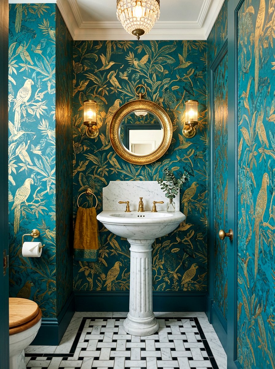 Bird motif wallpaper - 30 chinoiserie decor ideas