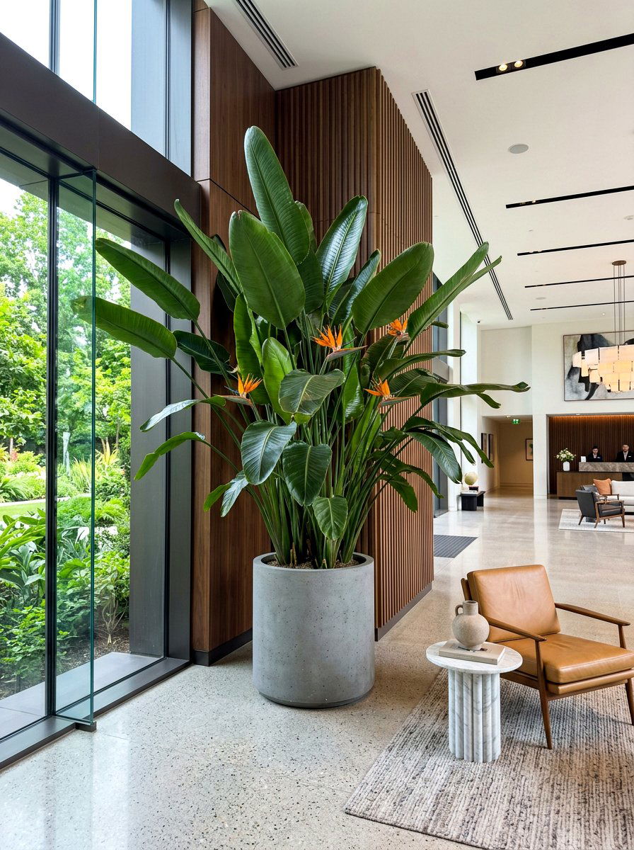 Bird of paradise corner - 30 office plant corner ideas