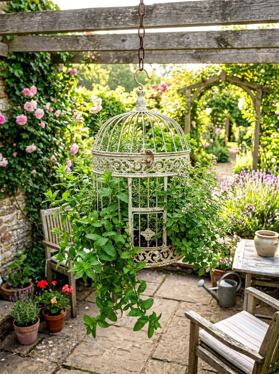 Birdcage Herb Planter - 30 herb planter ideas
