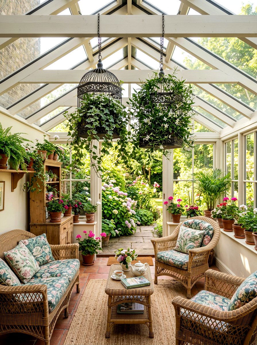Birdcage hanging plant display - 30 apartment vertical garden ideas