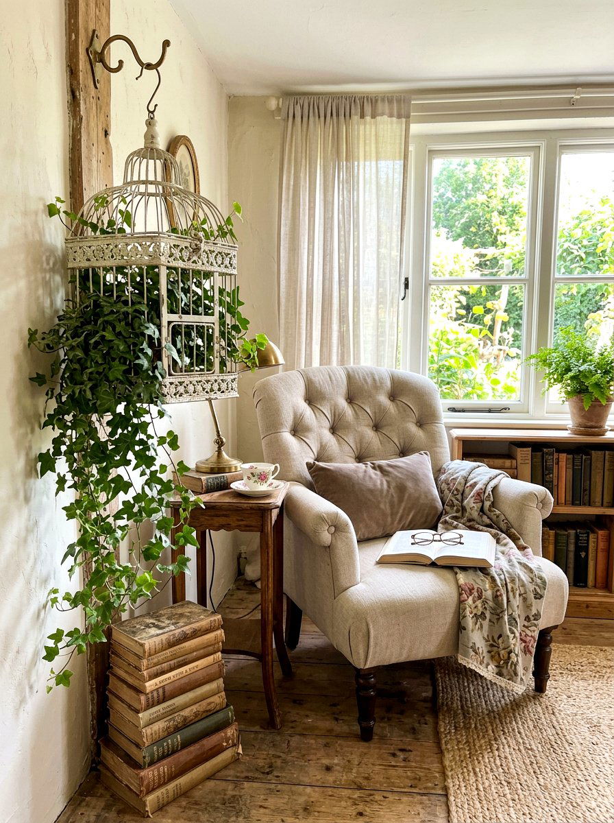 Birdcage plant display - 30 hanging planter ideas