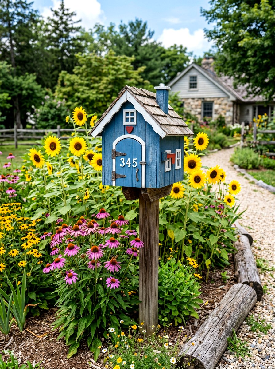 Birdhouse Mailbox Design - 30 mailbox flower bed ideas