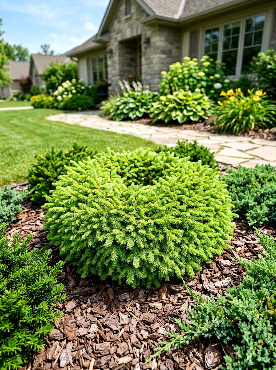 Birds Nest Spruce Texture - 30 evergreen landscaping ideas