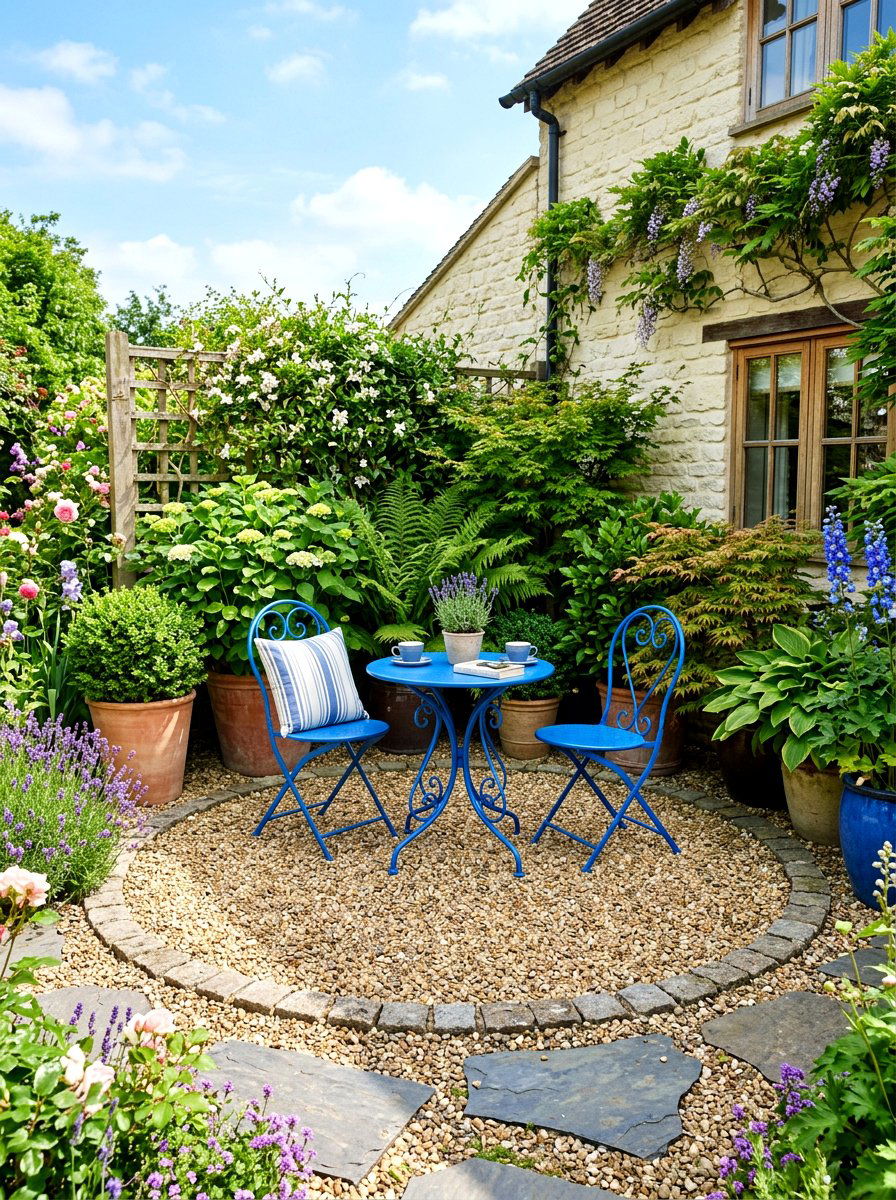 Bistro Gravel Seating - 30 gravel courtyard ideas