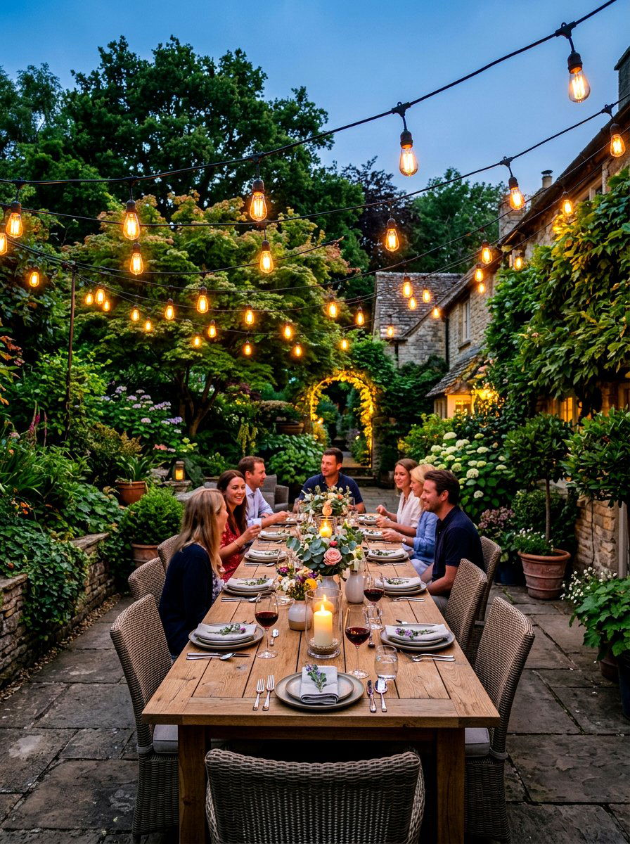 Bistro Lighting For Dining - 30 backyard lighting ideas