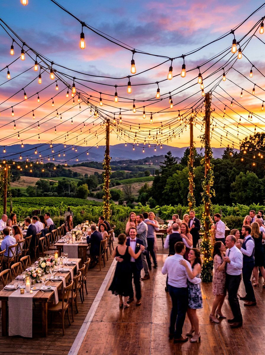 Bistro String Lights Outdoor - 30 backyard wedding decor ideas