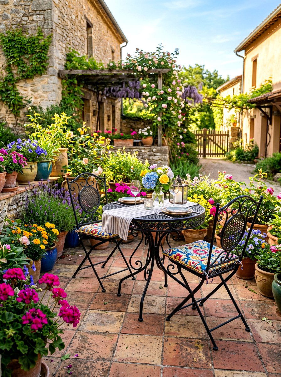 Bistro dining set - 30 courtyard garden ideas