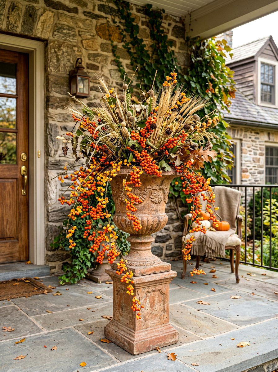 Bittersweet Vine Decor - 30 fall porch planter ideas
