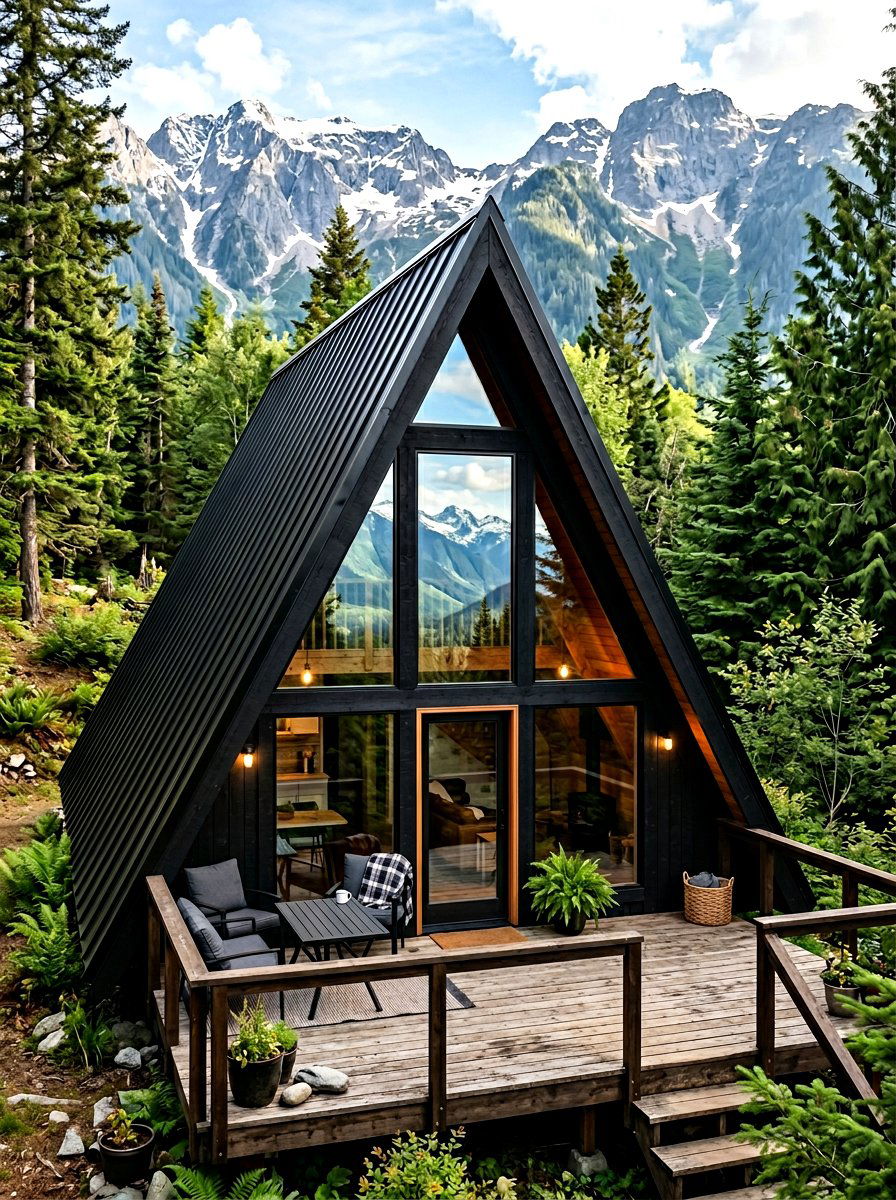 Black A Frame House - 30 black house exterior ideas