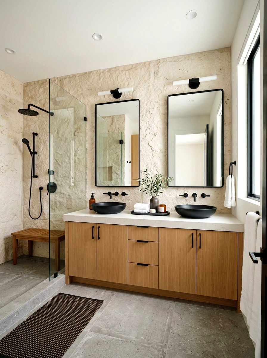 Black Accent Organic Modern Bathroom - 30 organic modern bathroom ideas