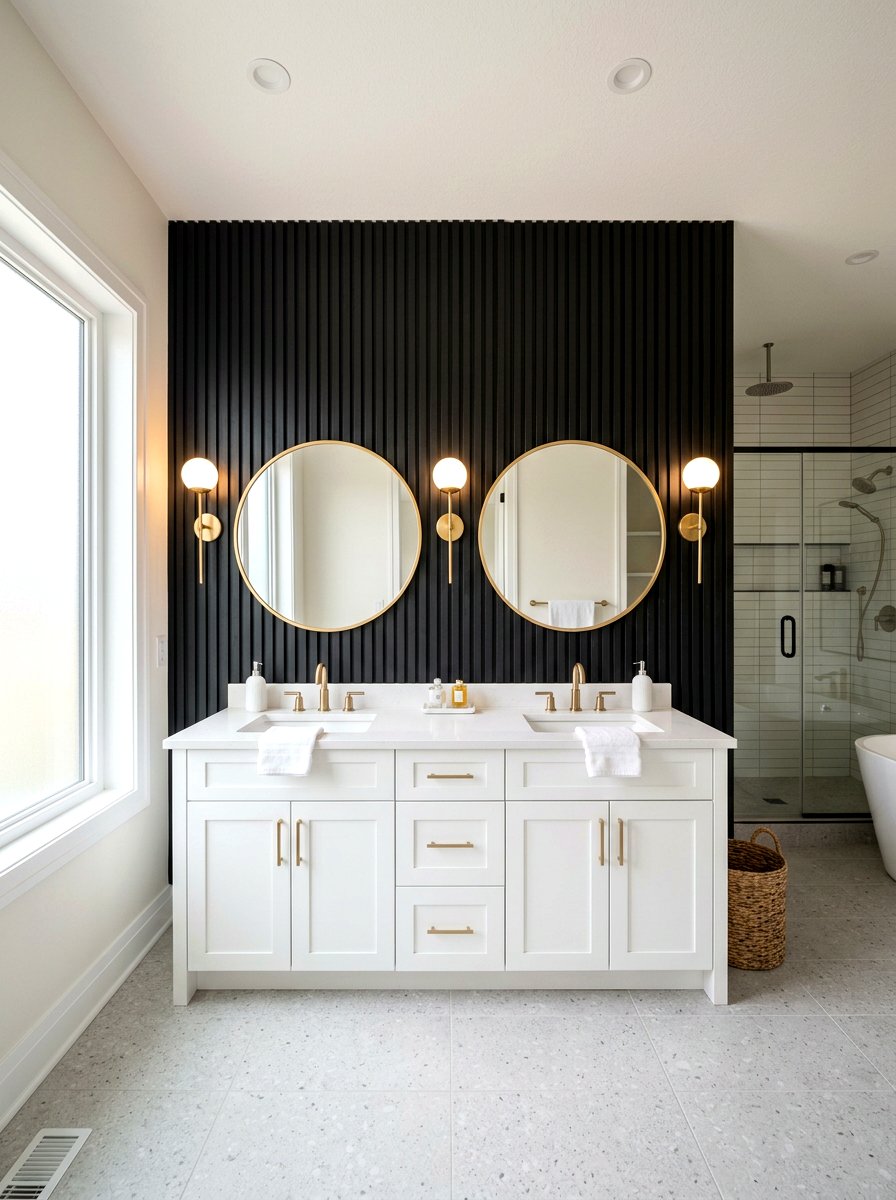Black Accent Wall - 30 black bathroom ideas
