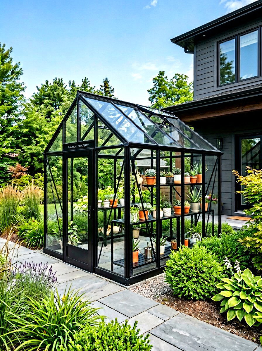 Black Aluminum Greenhouse - 30 freestanding greenhouse ideas