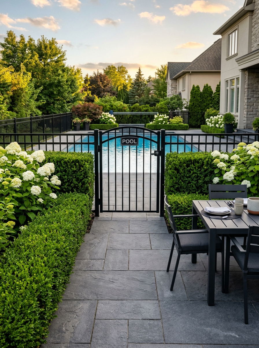 Black Aluminum Pool Gate - 30 pool gate ideas