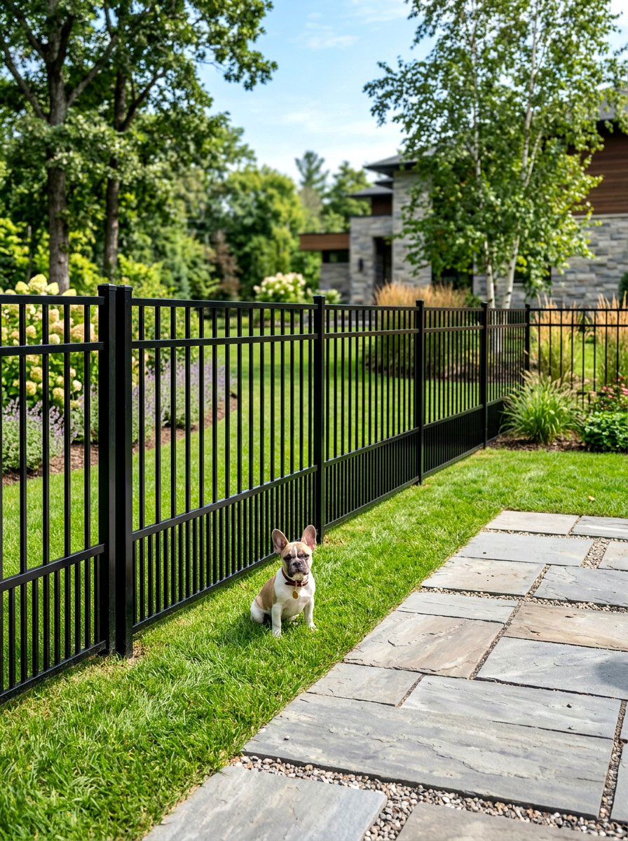 Black Aluminum Puppy Fence - 30 dog fence ideas
