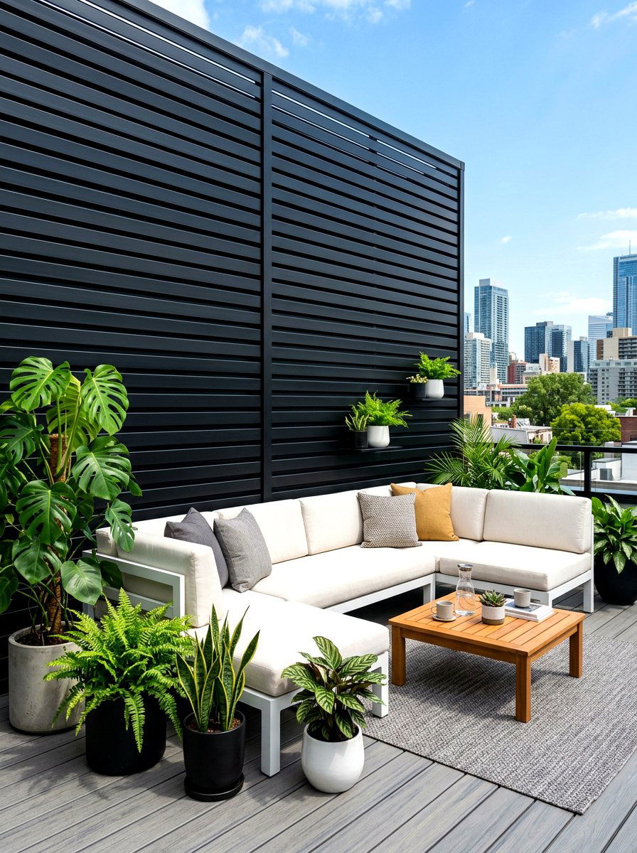 Black Aluminum Slat Wall - 30 deck partition ideas