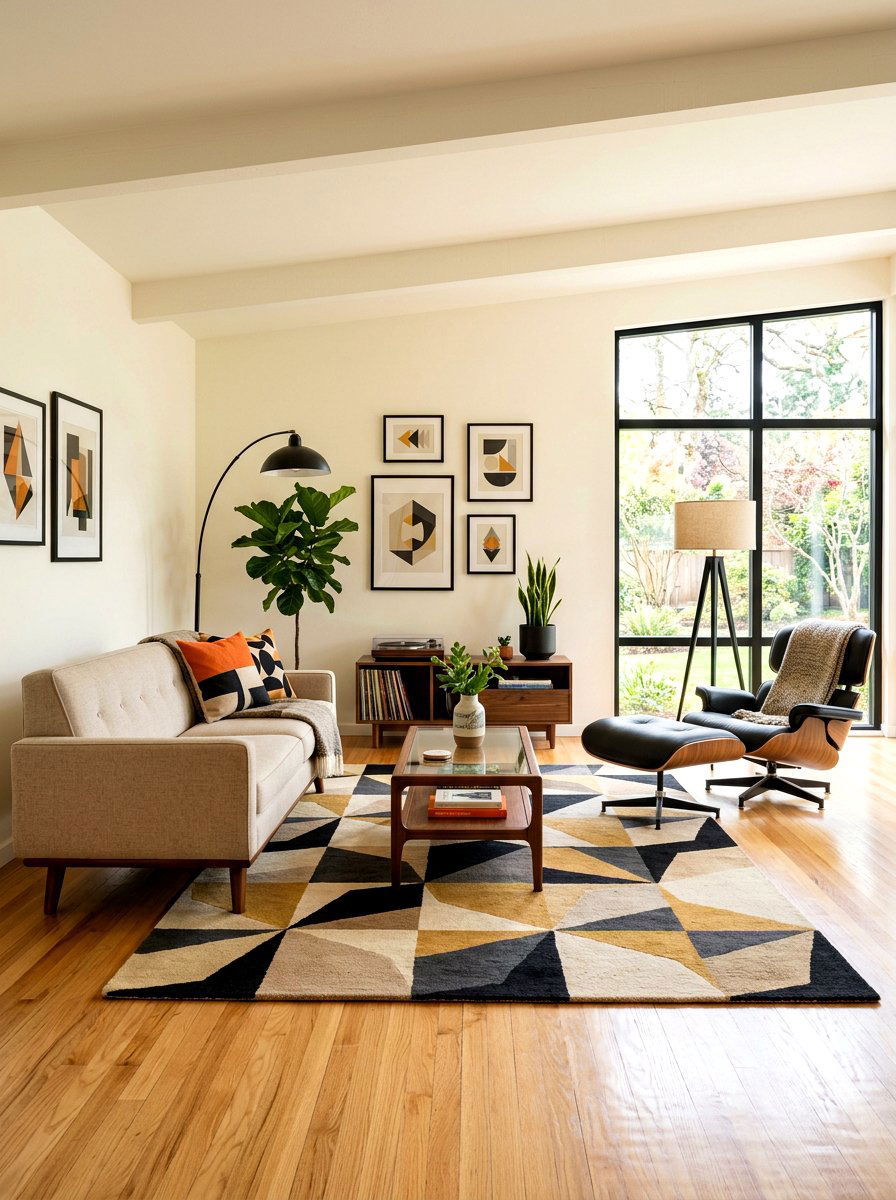 Black And Beige Mid Century Modern Living Room - 30 black and beige living room ideas