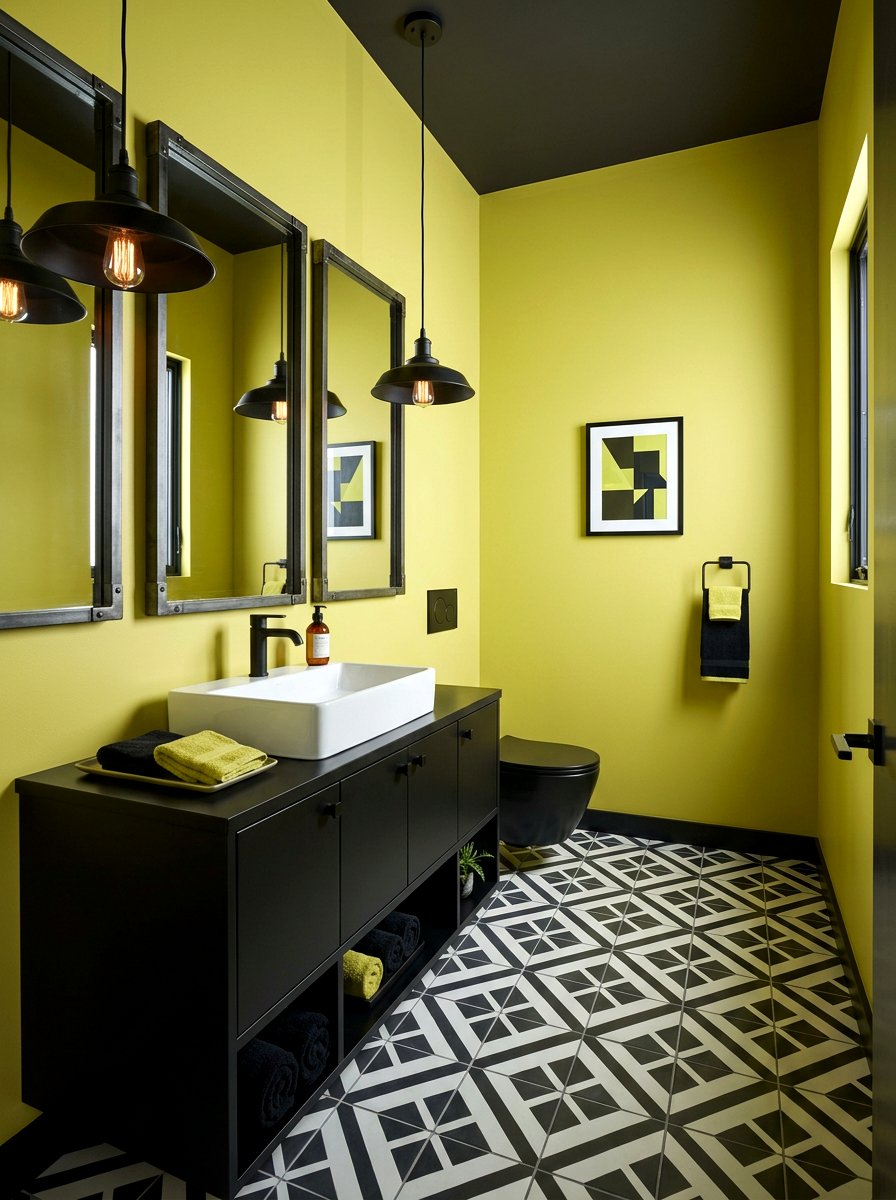 Black And Chartreuse Decor - 30 chartreuse powder room ideas