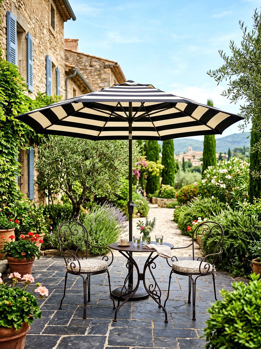 Black And Cream Striped Pool Umbrella - 30 poolside striped umbrellas ideas