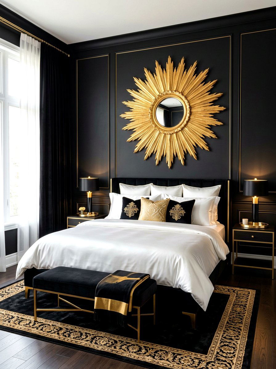 Black And Gold Bedroom - 30 art deco bedroom ideas